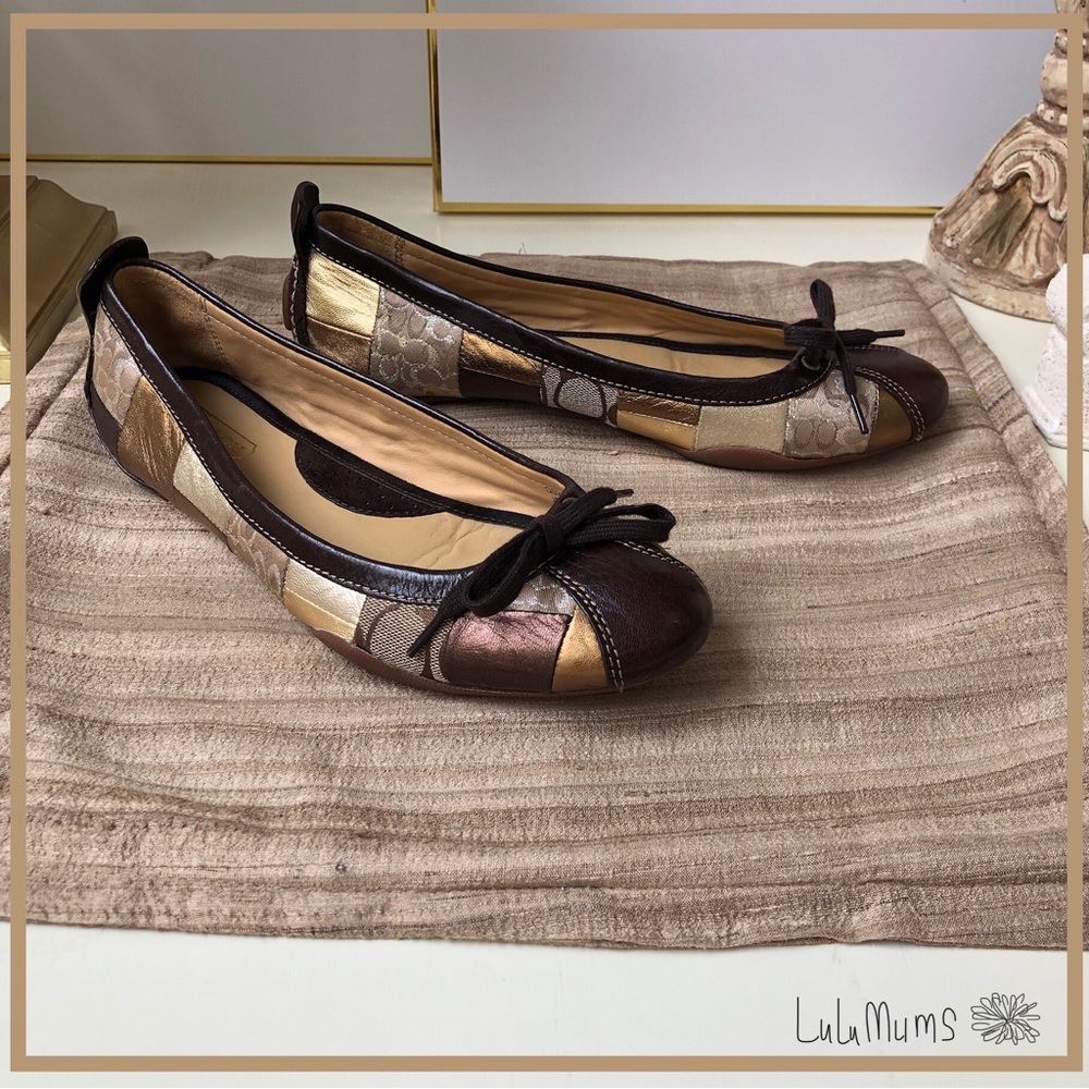 Coach Jenilee Mosaic Metallic Ballet Driving Flat Leather Patchwork Shoes 8.5 M - Picture 3 of 7